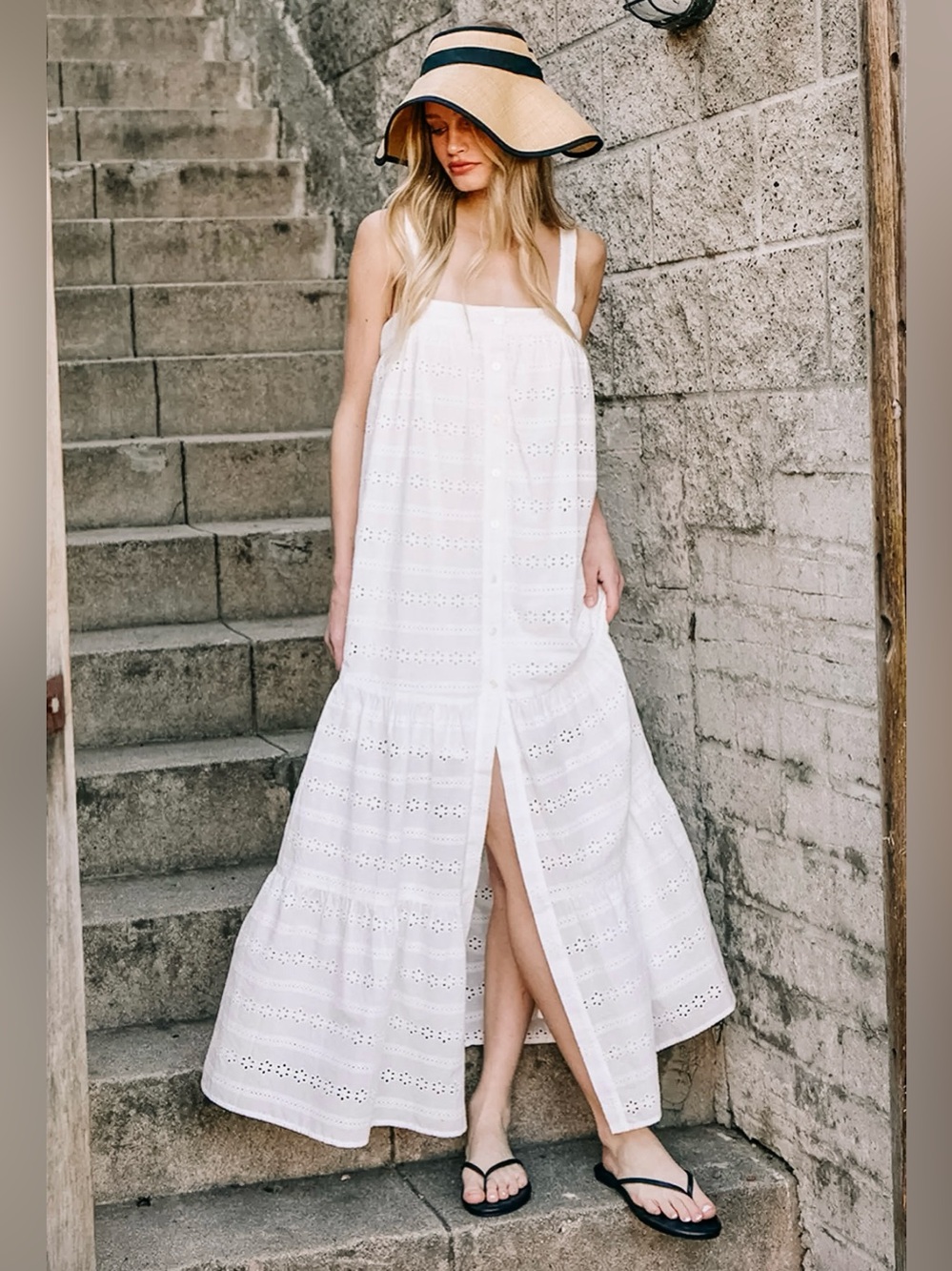 White eyelet maxi dress NWT - Picture 3 of 7